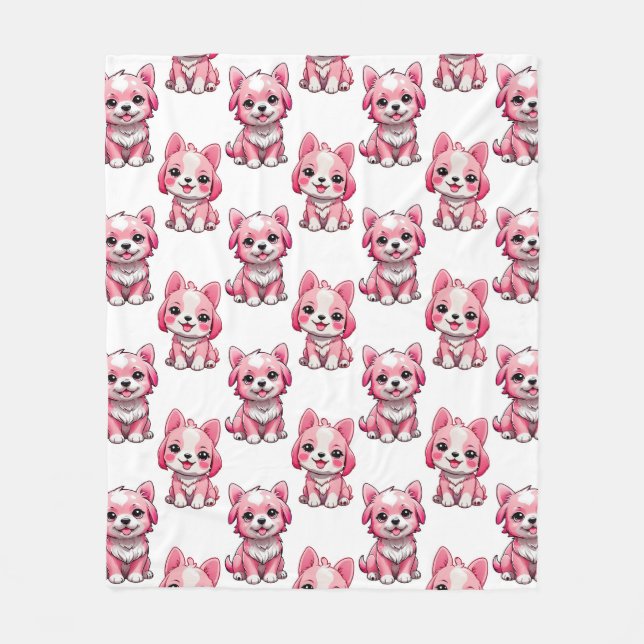 Couverture Polaire Chiens roses mignons - Blanc  (Devant)