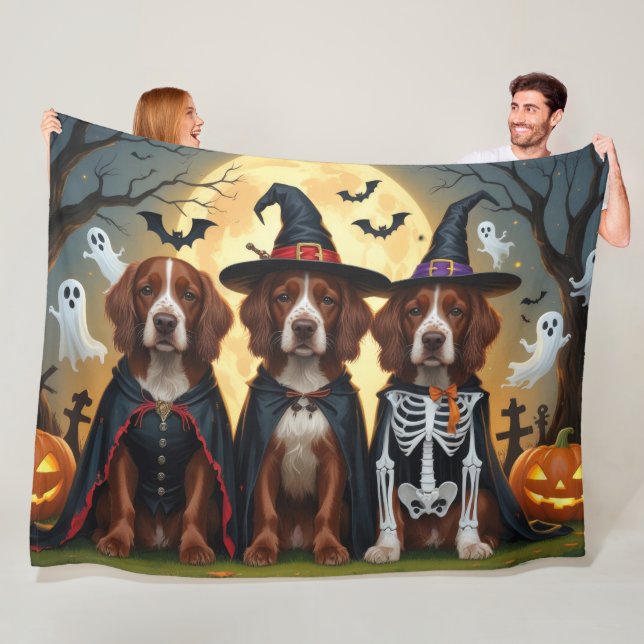 Couverture Polaire Chiens rouges irlandais Citrouille Halloween Funny (En situation)