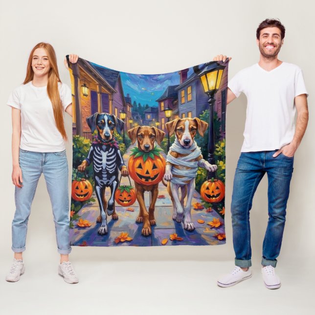 Couverture Polaire Chiens Silken Windhound en costumes d'Halloween (En situation)