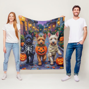 Couverture Polaire Chiens Terrier Écossais en costumes d'Halloween