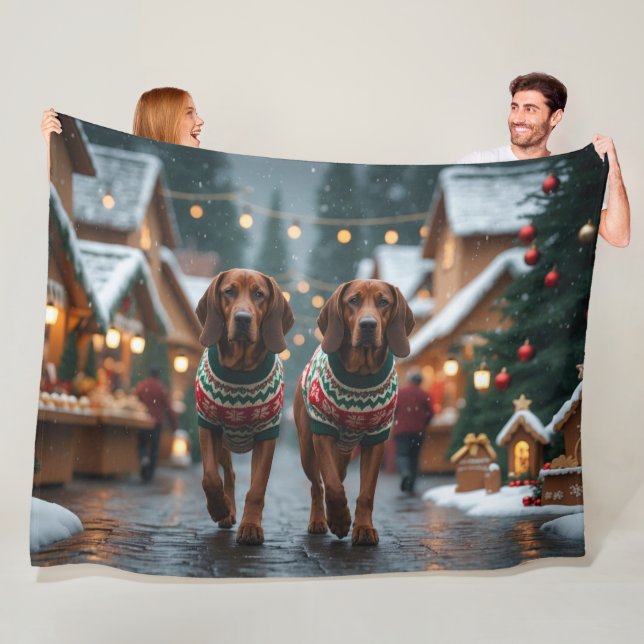 Couverture Polaire Chiens Treeing Walker Coonhound Noël Neige  (En situation)