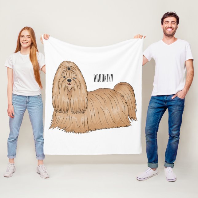 Couverture Polaire Chih tzu long cheveux dessin de chien (En situation)