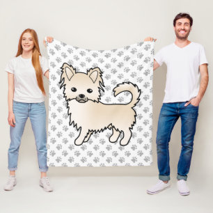 Couverture Polaire Chihuahua à longs poils crème Chien de dessin anim