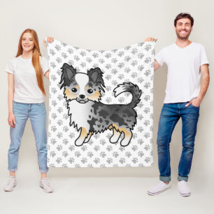 Couverture Polaire Chihuahua à poil long Blue Merle Chien de dessin a