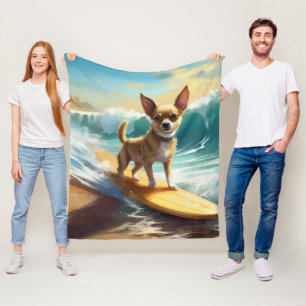 Couverture Polaire Chihuahua Beach Surf Peinture