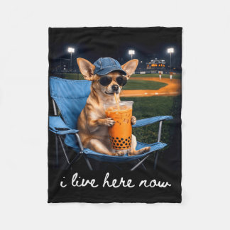 Couverture Polaire Chihuahua boit du café glacé terrain de baseball e