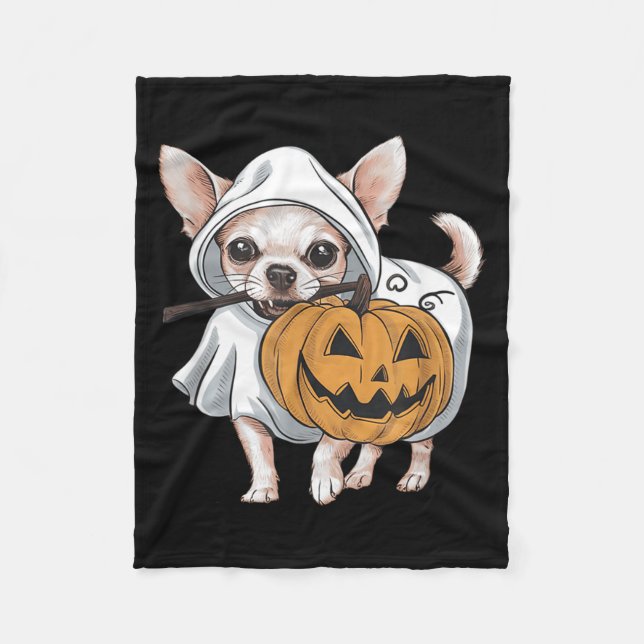 Couverture Polaire Chihuahua Chien Fantôme Halloween (Devant)