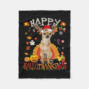 Couverture Polaire Chihuahua Chien Halloween Chien de Noël Joyeux Hal