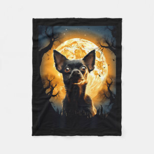 Couverture Polaire Chihuahua Chien Lune Silhouette Halloween Drôle Mé