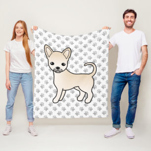 Couverture Polaire Chihuahua de dessin animé à poil lisse crème et pa