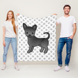 Couverture Polaire Chihuahua dessin animé à poil lisse noir & pattes