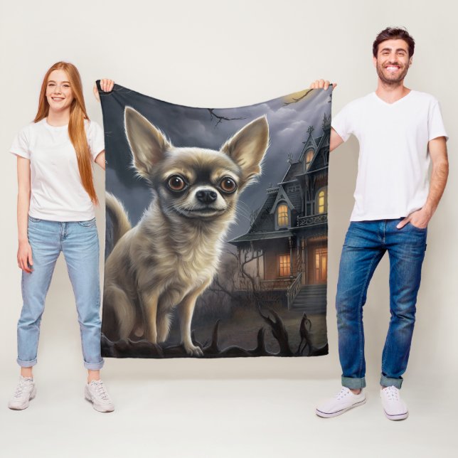 Couverture Polaire chihuahua Halloween Épouvantable (En situation)