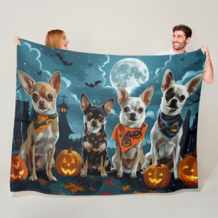 Couverture Polaire Chihuahua Halloween Épouvante