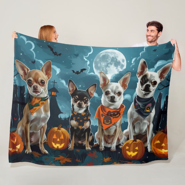 Couverture Polaire Chihuahua Halloween Épouvante (En situation)