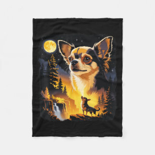 Couverture Polaire Chihuahua hurle à la lune vintage drôle de Chihuah