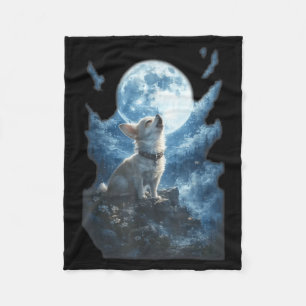 Couverture Polaire Chihuahua Hurleur à la Lune Vintage Drôle de Chihu
