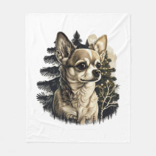 Couverture Polaire Chihuahua Joyeux Noël X-Mas Tree Cute