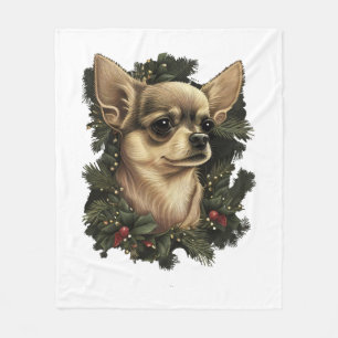 Couverture Polaire Chihuahua Joyeux Noël X-Mas Tree Cute