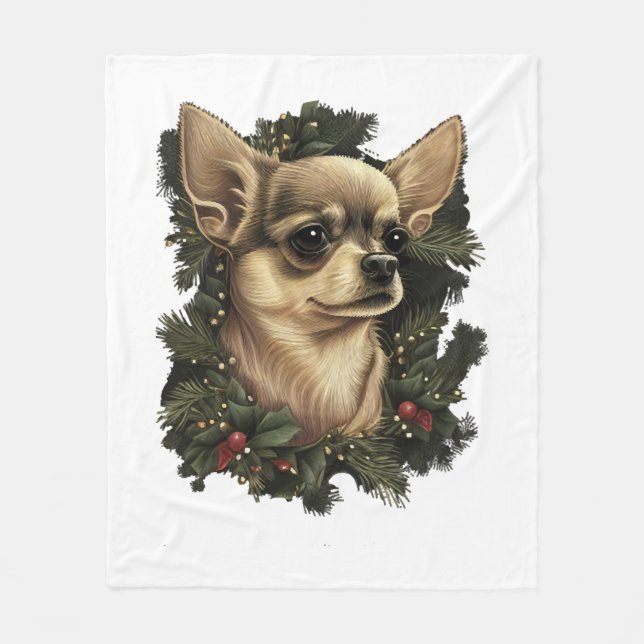Couverture Polaire Chihuahua Joyeux Noël X-Mas Tree Cute (Devant)