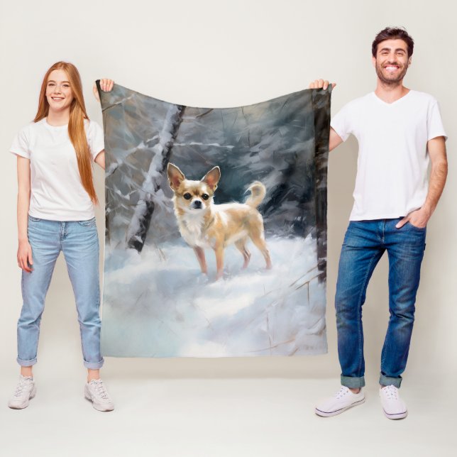 Couverture Polaire Chihuahua Laisser neiger Noël (En situation)