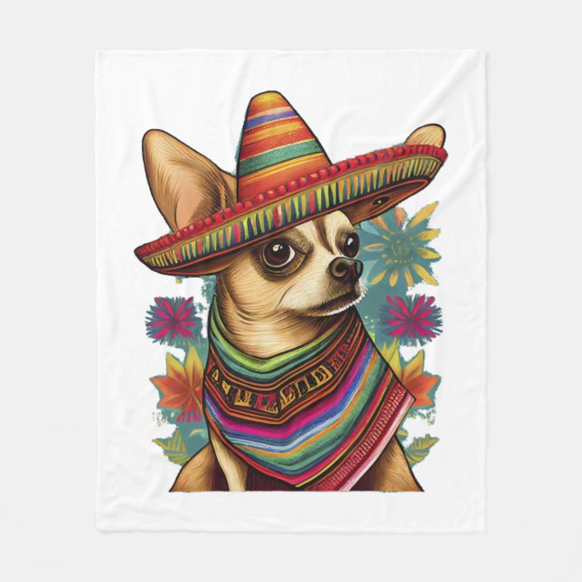 Couverture Polaire Chihuahua Mexique Cinco de Mayo Funny Chien (Devant)