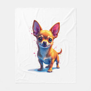 Couverture Polaire Chihuahua Peinture Abstraite Couleur Chien Mign