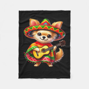 Couverture Polaire Chihuahua Sombrero Guitare Cinco De Mayo Mexicain 