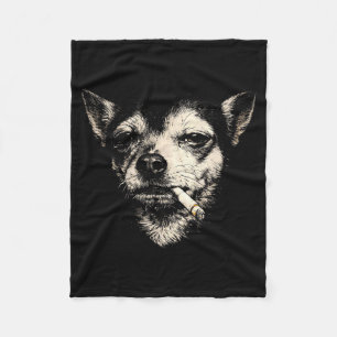 Couverture Polaire Chihuahua vintage fumant drôle grunge y2k chien