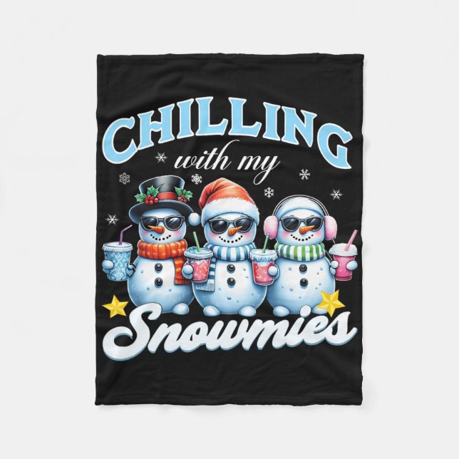 Couverture Polaire Chillin avec mes neiges drôle Snowman Noël K (Devant)