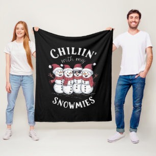 Couverture Polaire Chillin de Noël Snowman avec mes neiges Cadeau