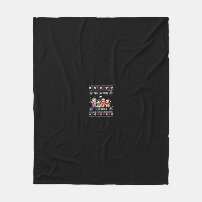 Couverture Polaire Chillin With My Slothmies Funny Sloth Ugly Christm (Devant)