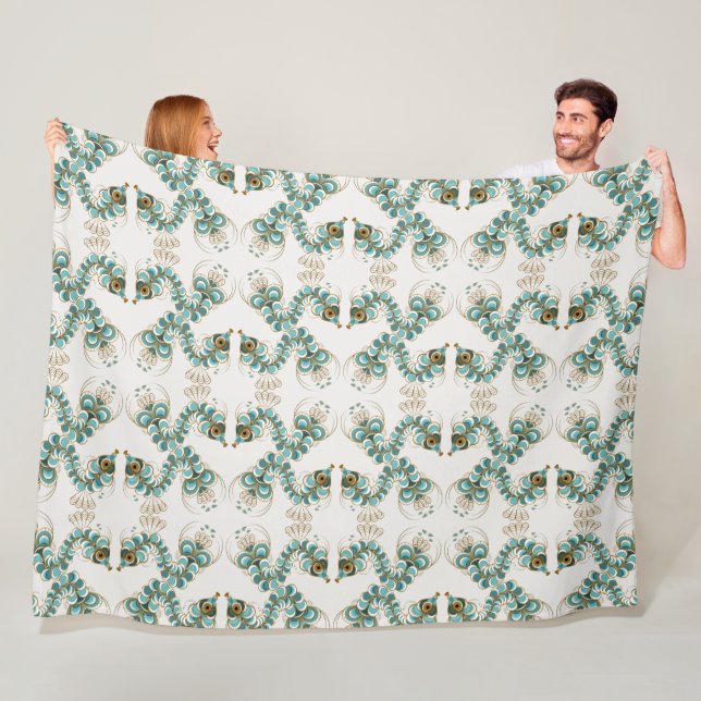 Couverture Polaire Chimera - Peacock Seahorse Fleece Blanche (En situation)