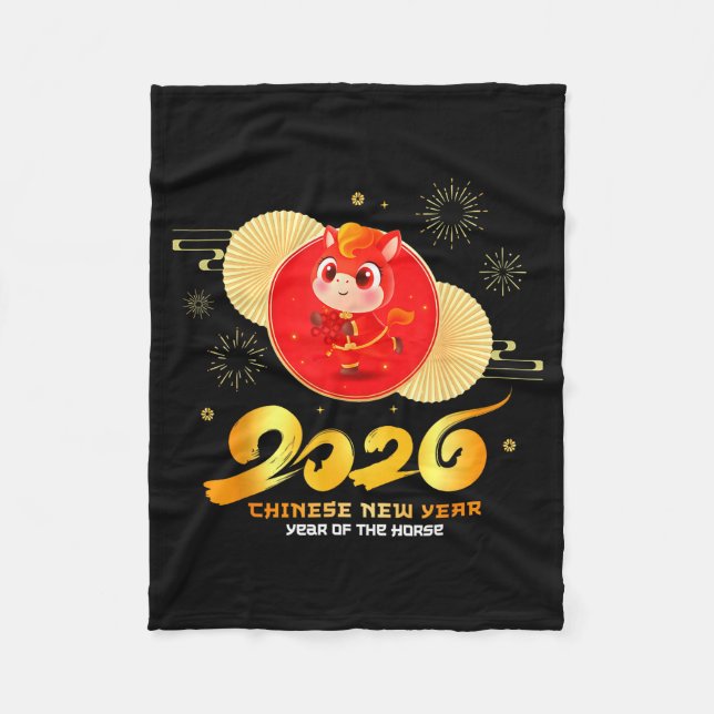 Couverture Polaire Chinese New Year 2026 Year Of The Horse Cartoon Cu (Devant)