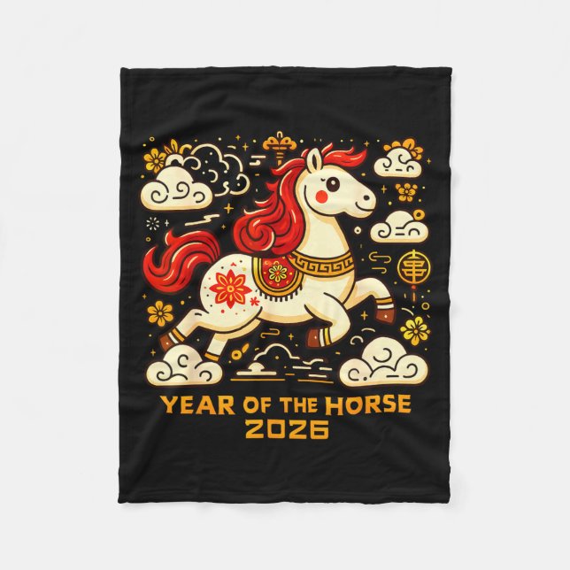 Couverture Polaire Chinese Zodiac Horse 2026 Lunar New Year Art Gift  (Devant)