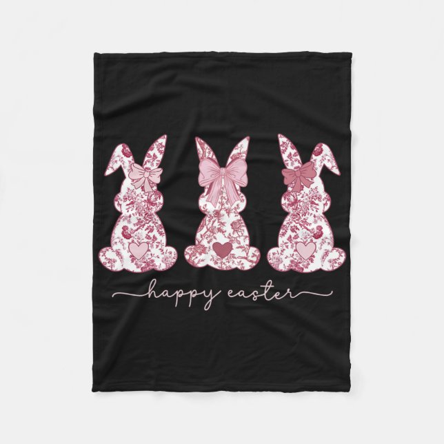 Couverture Polaire Chinoiserie Bunny Pâques Bow rose Coquette mignonn (Devant)