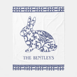 Couverture Polaire Chinoiserie Bunny Rabbit Blanche polaire