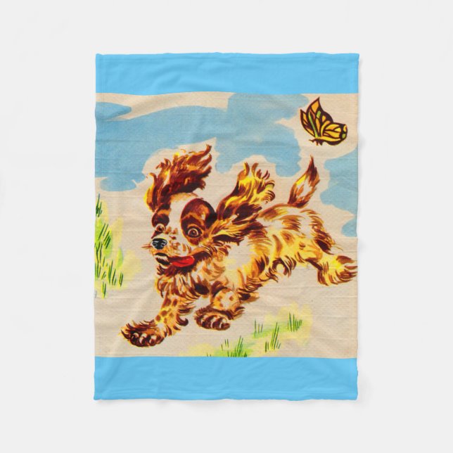 Couverture Polaire chiot adorable sur la course (Devant)