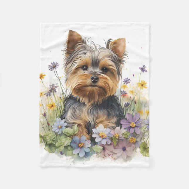 Couverture Polaire Chiot adorable Yorkshire Terrier (Devant)