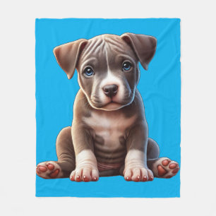 Couverture Polaire Chiot avec yeux bleus assis et regardant Innocent