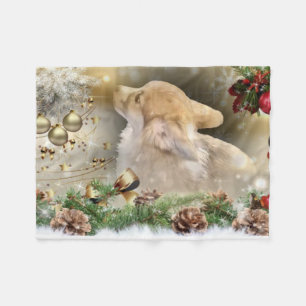 Couverture Polaire Chiot de corgi de Gallois de vacances