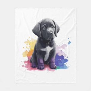 Couverture Polaire Chiot du Labrador en aquarelles