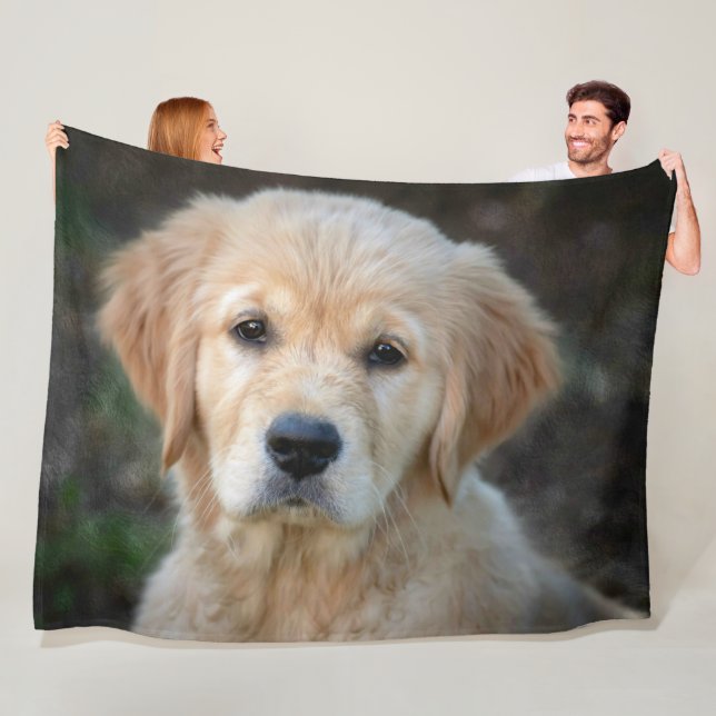 Couverture Polaire Chiot Golden Retriever (En situation)