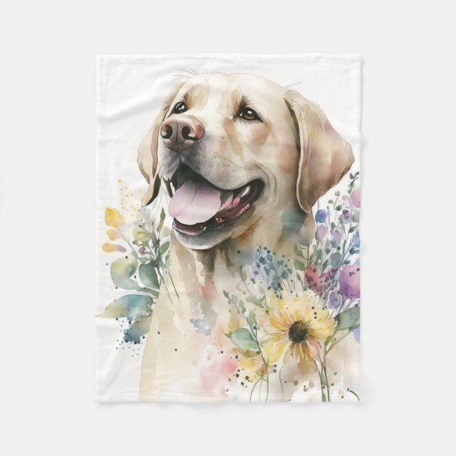 Couverture Polaire Chiot Labrador doré adorable (Devant)