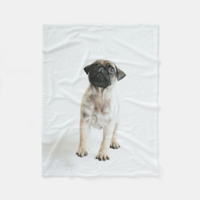Couverture Polaire Chiot mignon de carlin (Devant)