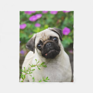 Couverture Polaire Chiot mignon de carlin de faon