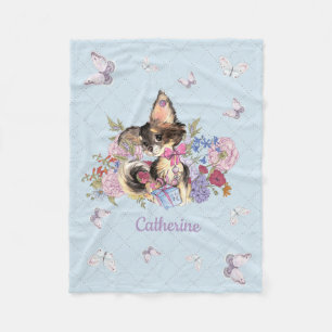 Couverture Polaire Chiot mignon nommé fait sur commande de chiwawa