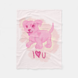 Couverture Polaire Chiot rose