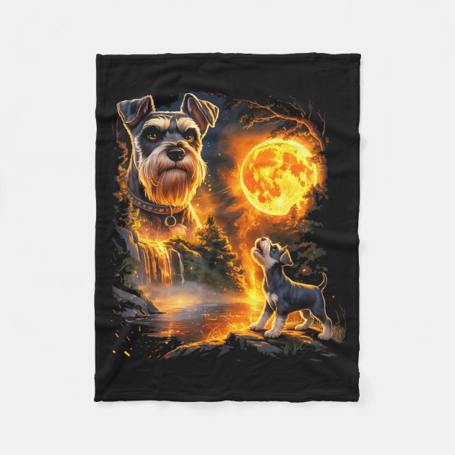 Couverture Polaire Chiot Schnauzer hurlant à son protecteur sous le (Devant)