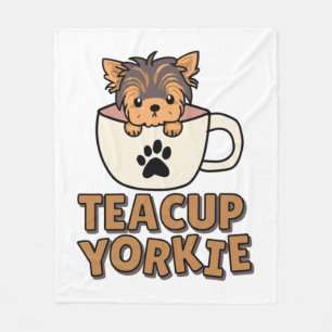 Couverture Polaire chiot Yorkie en tasse à thé