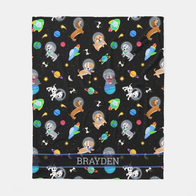 Couverture Polaire Chiots Dans L'espace Aquarelle Chiots Astronautes (Devant)